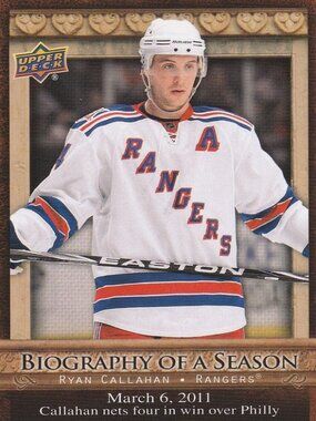 Ryan Callahan - 2011 Upper Deck "Biography Of A Season" Hockey Card